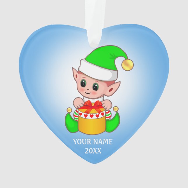 Niedlicher Weihnachtself, Individuelle Name auf Li Ornament (Rückseite)