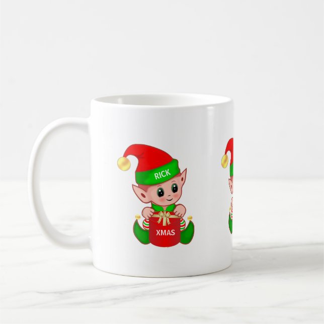 Niedlicher Weihnachtself Kaffeetasse (Links)