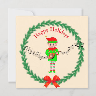 Niedlicher Weihnachtself mit Mandoline