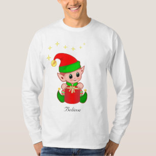Niedlicher Weihnachtself mit Sternen T - Shirt