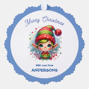 Niedlicher Weihnachtself Ornament Karte