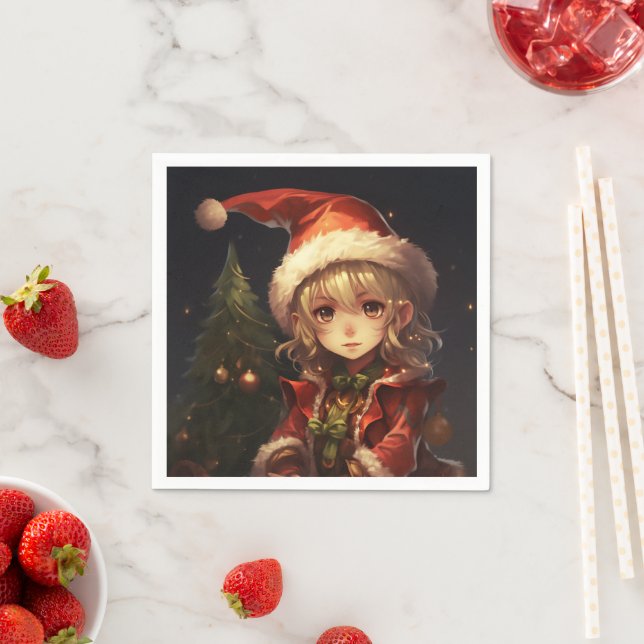 Niedlicher Weihnachtself Serviette (Beispiel)