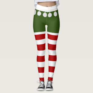 Niedlicher Weihnachtself Streifen Fun Tassel Kostü Leggings