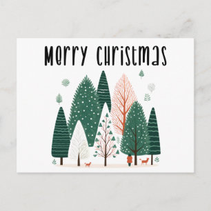 Niedlicher Weihnachtsfeiertag Pine Tree Woodland F Postkarte