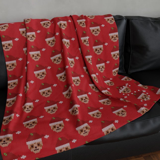 Niedlicher Weihnachtsfeiertag Red Fleece Blanket (A fun and festive Christmas sloth fleece blanket with space for your initial)