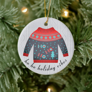 Niedlicher Weihnachtsfeiertag Vibes Sweater Famili Keramik Ornament