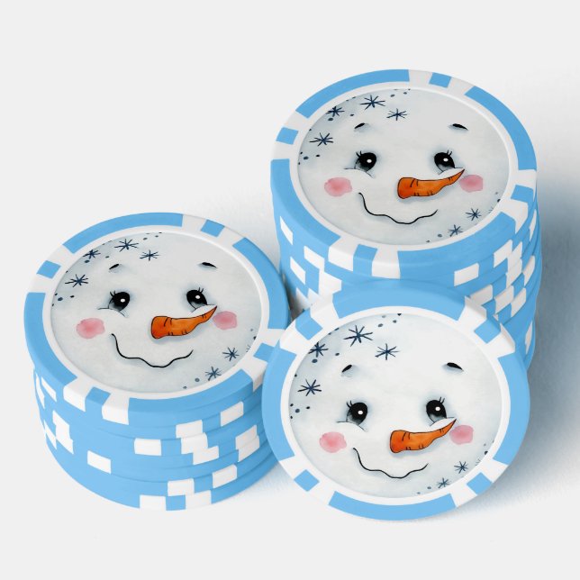 Niedlicher Weihnachtsfeiertag Wasserfarbe Snowman  Pokerchips (Stapel)