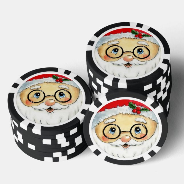 Niedlicher Weihnachtsfeiertag Wasserfarbe Weihnach Pokerchips (Stapel)
