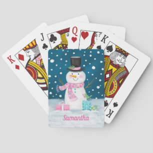 Niedlicher Weihnachtsfeiertagsnowman-Spielkarten Spielkarten