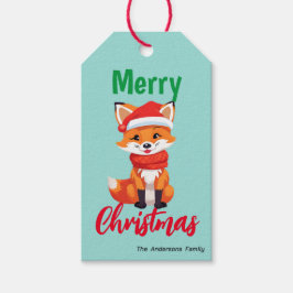 Niedlicher Weihnachtsfest Roter Fox Santa Scarf Geschenkanhänger