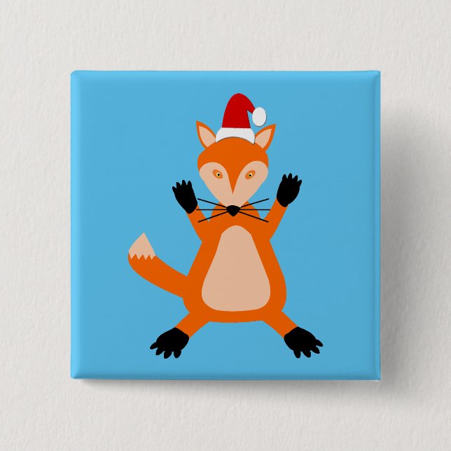 Niedlicher Weihnachtsfox Button (Vorderseite)