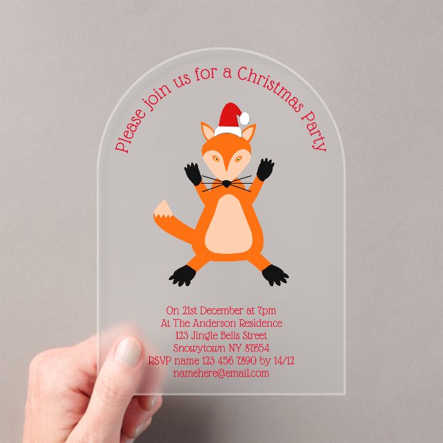 Niedlicher Weihnachtsfox Custom Acryleinladungen (Insitu (Handheld))