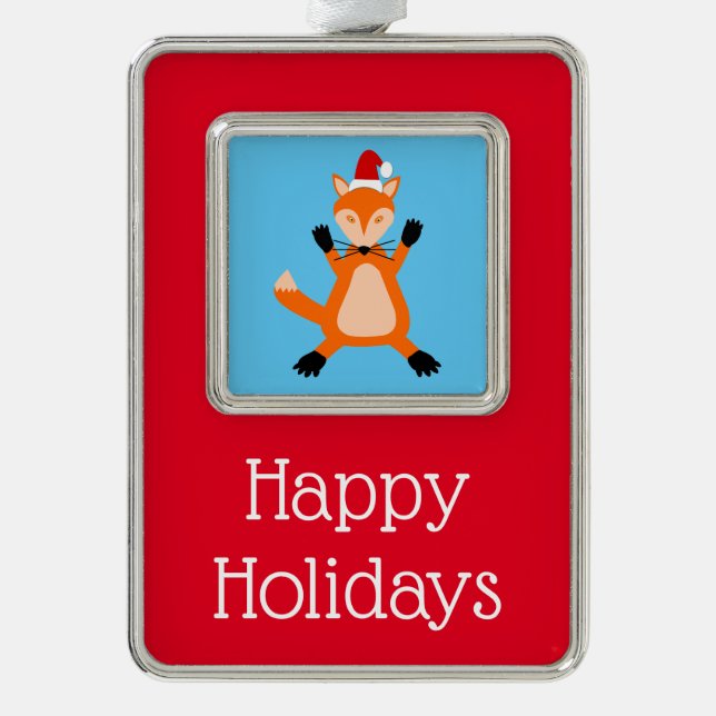 Niedlicher Weihnachtsfox Custom Rahmen-Ornament Silber (Vorderseite)