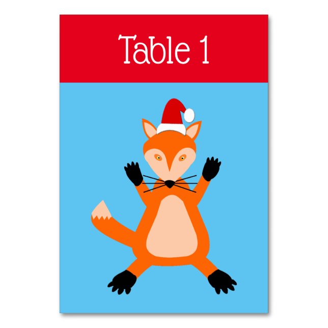 Niedlicher Weihnachtsfox Custom Tischnummer (Vorderseite)