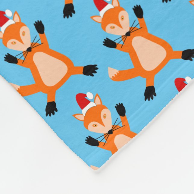 Niedlicher Weihnachtsfox Gemustert Fleecedecke (Ecke)