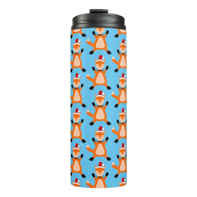 Niedlicher Weihnachtsfox Gemustert Thermosbecher (Vorderseite)