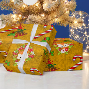 Niedlicher Weihnachtsfox Geschenkpapier