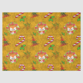 Niedlicher Weihnachtsfox im Kraut Seidenpapier