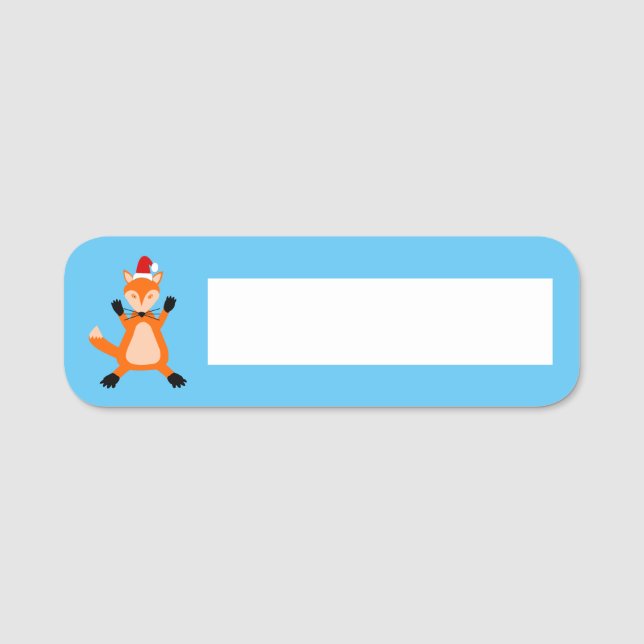 Niedlicher Weihnachtsfox Namensschild (Vorderseite)