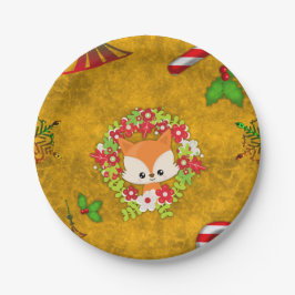 Niedlicher Weihnachtsfox Pappteller
