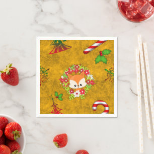 Niedlicher Weihnachtsfox Serviette