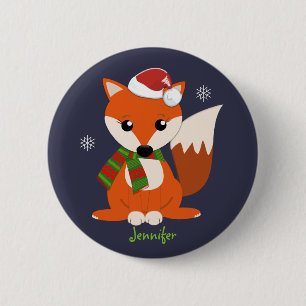 Niedlicher WeihnachtsFox und individueller Name Button