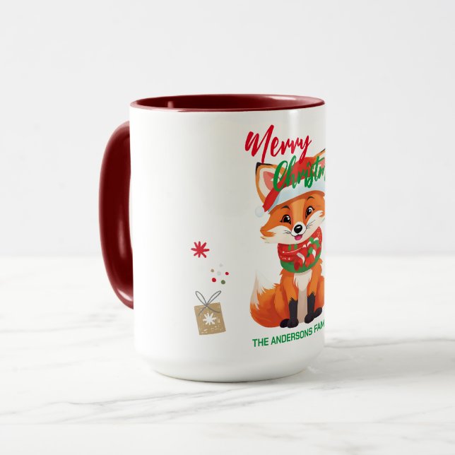 Niedlicher Weihnachtsfox Weihnachten Weihnachtsfei Tasse (Vorderseite Links)