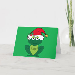 Niedlicher Weihnachtsfrosch in Santa Claus Hat Feiertagskarte