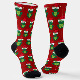 Niedlicher Weihnachtsfrosch in Weihnachtsmannmütze Socken