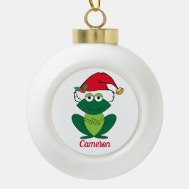 Niedlicher Weihnachtsfrosch Keramik Kugel-Ornament