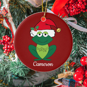 Niedlicher Weihnachtsfrosch Santa Keramik Ornament