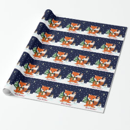 Niedlicher Weihnachtsfuchs und Gewohnheitstext Geschenkpapier