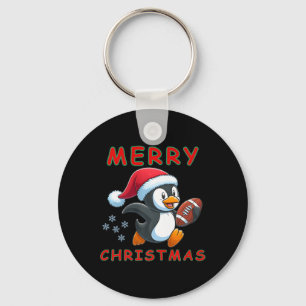 Niedlicher Weihnachtsfußballpinguin Schlüsselanhänger
