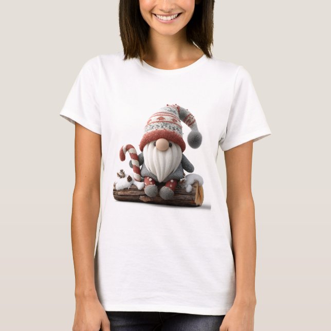 Niedlicher Weihnachtsgenom mit einer Candy Cane au T-Shirt (Vorderseite)