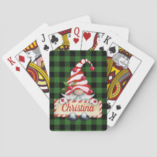 Niedlicher Weihnachtsgenom Red Strip Hat Grün Kari Spielkarten