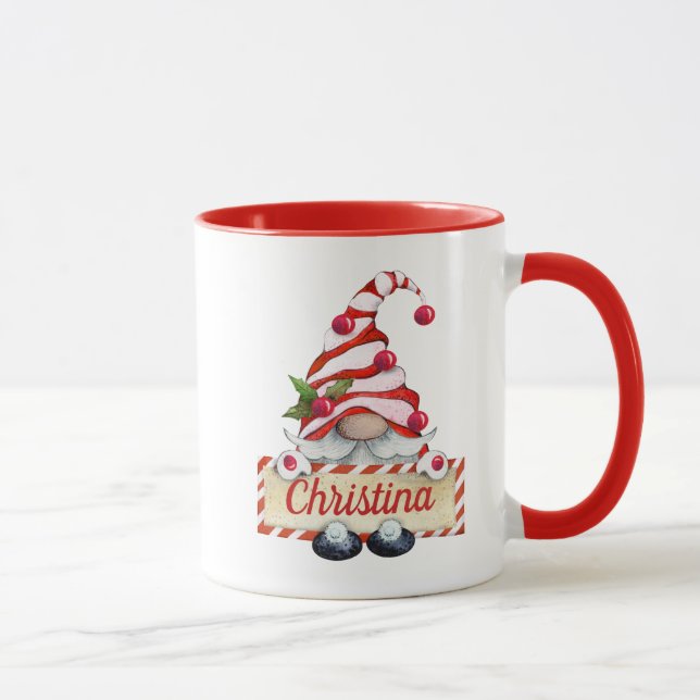 Niedlicher Weihnachtsgenom Red Strip Hat Individue Tasse (Rechts)
