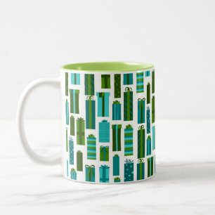 Niedlicher Weihnachtsgeschenk-Druck - grün-blau Zweifarbige Tasse