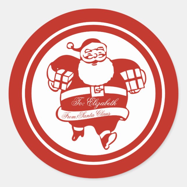 Niedlicher Weihnachtsgeschenk-Sticker für den Weih Runder Aufkleber (Vorderseite)