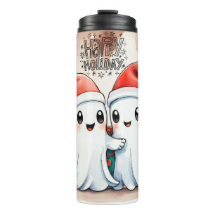 Niedlicher Weihnachtsghost Couple Tumbler: Spooky Thermosbecher