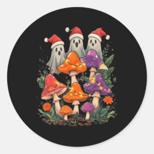 Niedlicher Weihnachtsghost Pilz Cottagecore Boho D Runder Aufkleber
