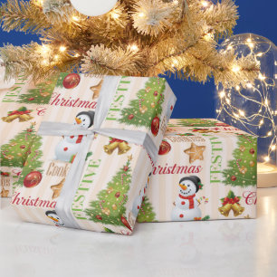 Niedlicher Weihnachtsgingerbrot/Schneemann Geschenkpapier