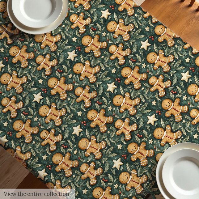 Niedlicher Weihnachtsgingerbrot Tischdecke (Cute Christmas gingerbread man tablecloth)