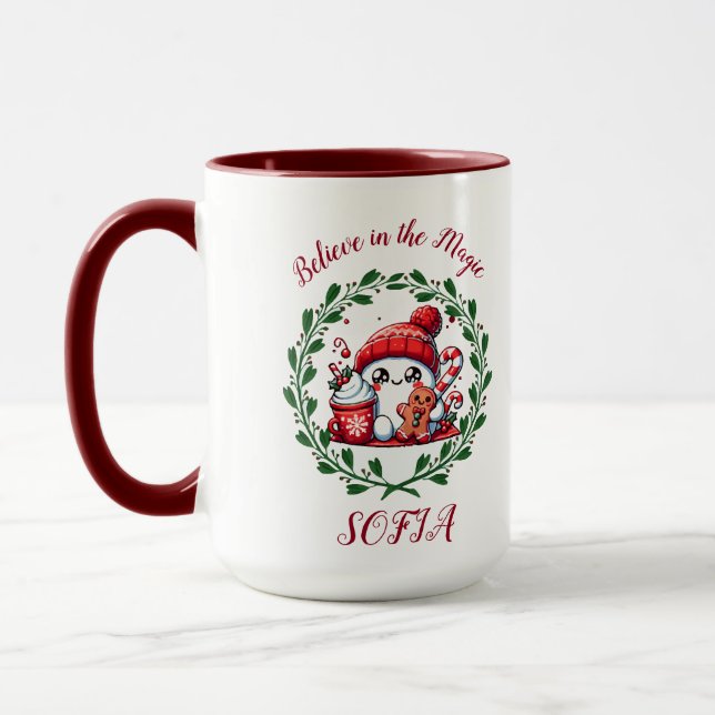 Niedlicher Weihnachtsglauben an die Magie Tasse (Links)