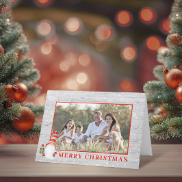 Niedlicher Weihnachtsgnome Custom Foto Rustikal Feiertagskarte