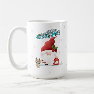 Niedlicher Weihnachtsgnome mit Rentier Kaffeetasse