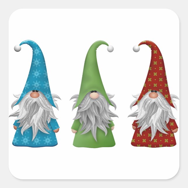 Niedlicher Weihnachtsgnome   Quadratischer Aufkleber (Vorderseite)