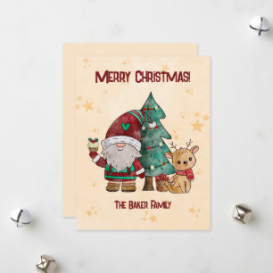 Niedlicher Weihnachtsgnome Reindeer Feiertagskarte