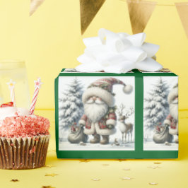 Niedlicher Weihnachtsgnome Santa Geschenkpapier