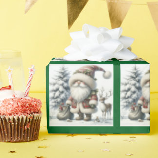 Niedlicher Weihnachtsgnome Santa Geschenkpapier