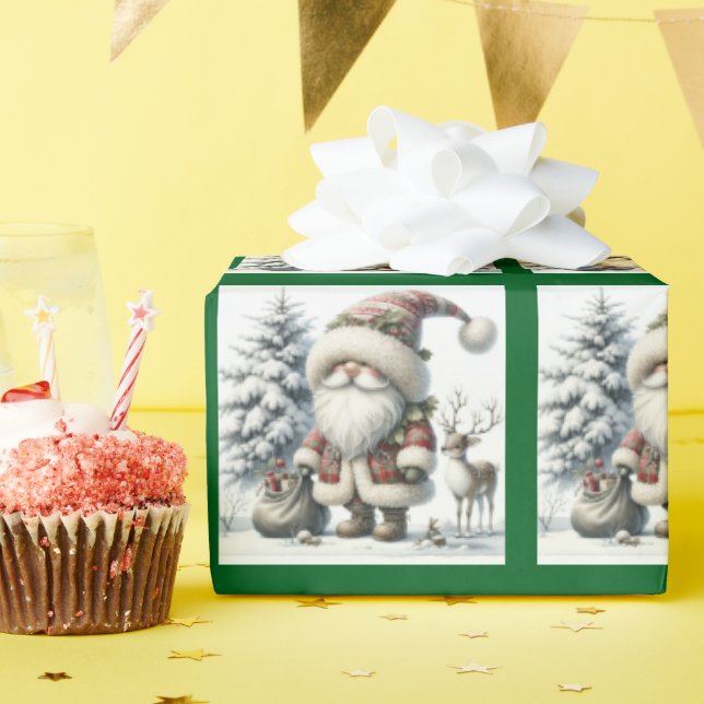 Niedlicher Weihnachtsgnome Santa Geschenkpapier (Geburtstagsparty)